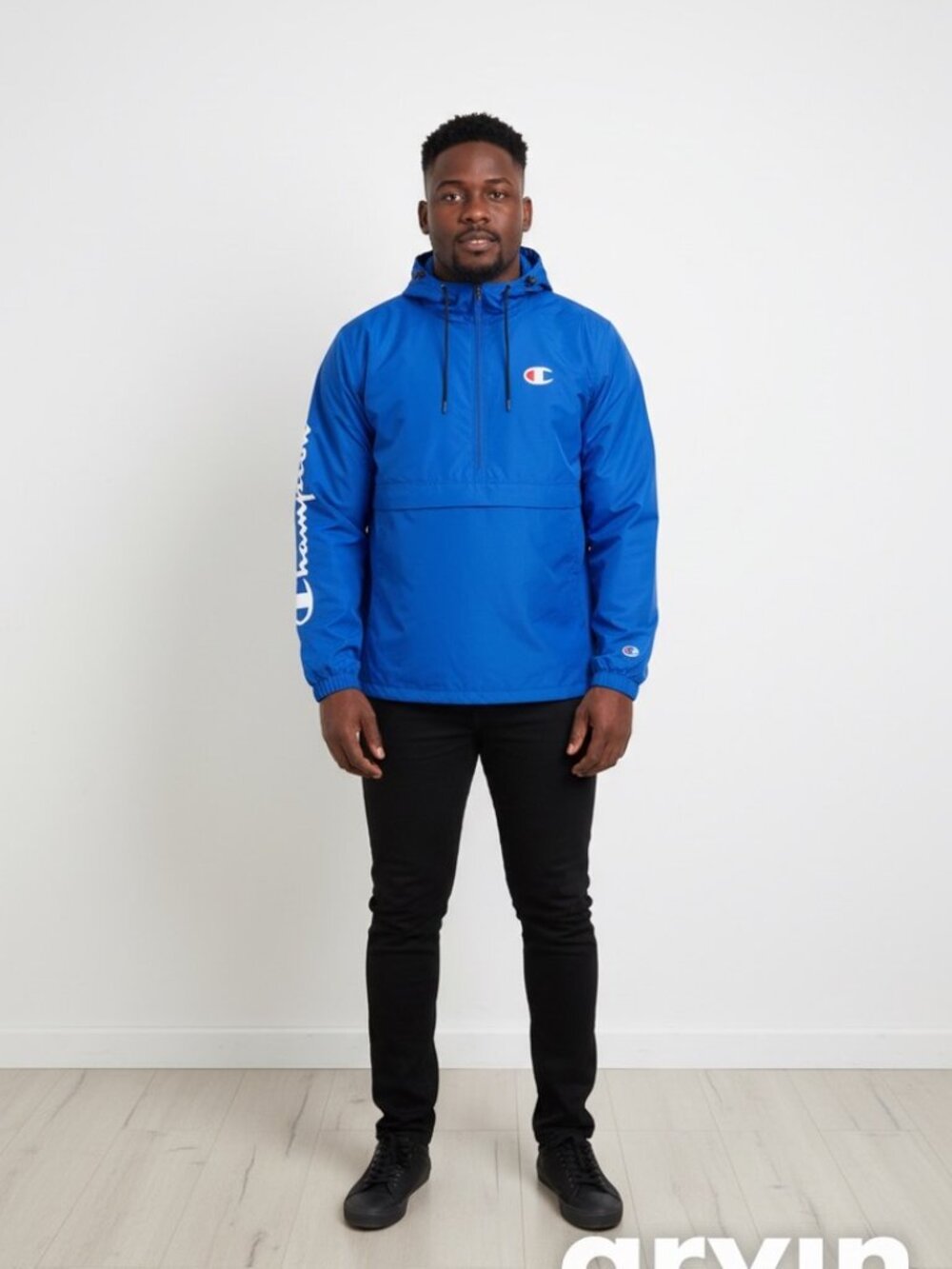Champion Royal Blue Lightweight Windbreaker Pullover Jacket - Size L